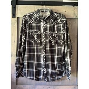 Black Plaid 100% Cotton Long Sleeve Button Up Men's Shirt Glenwood Size‎ XXL